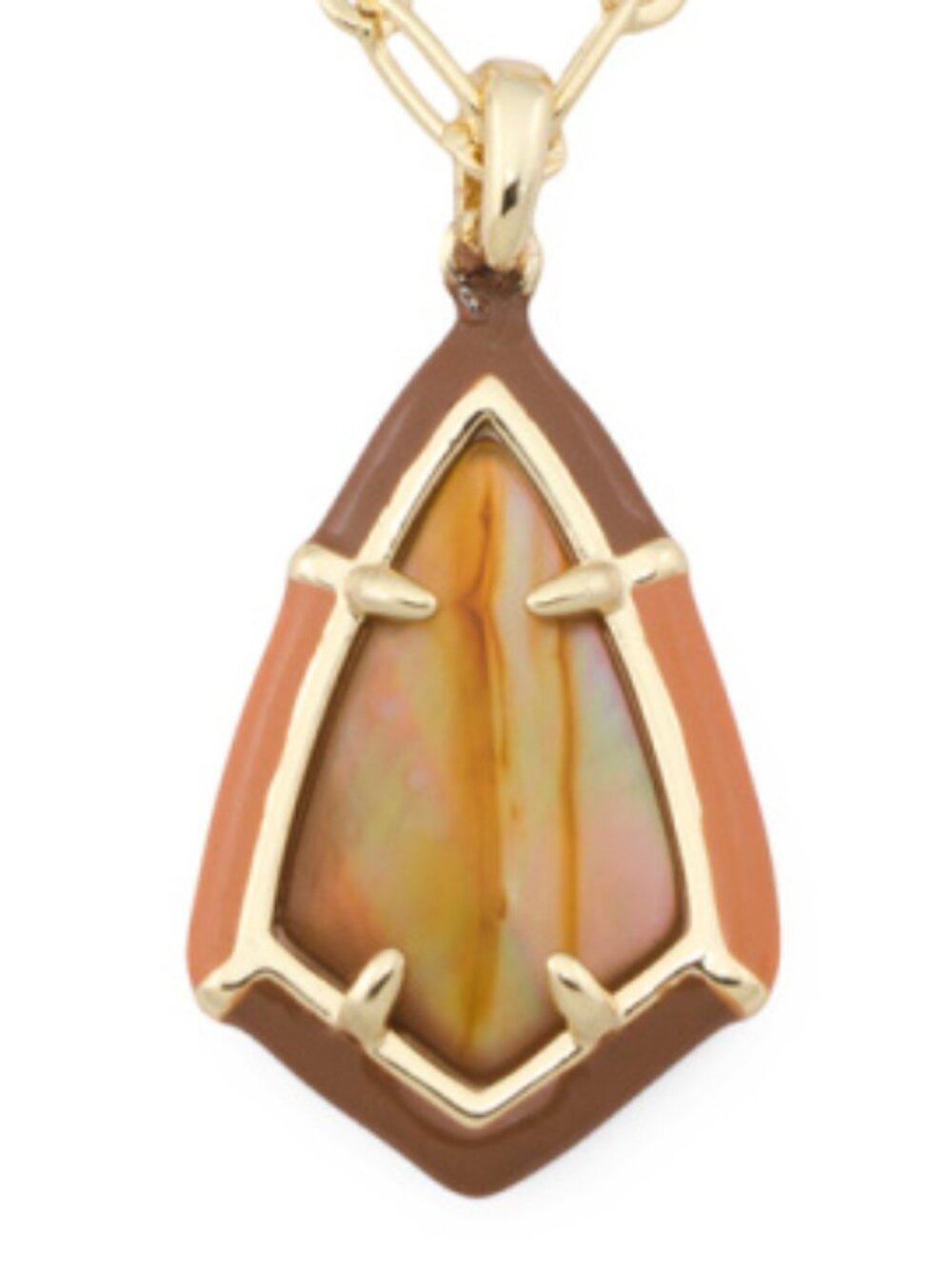 KENDRA SCOTT Gold Amber Illusion Camry Enamel Frame Necklace - Picture 3 of 4